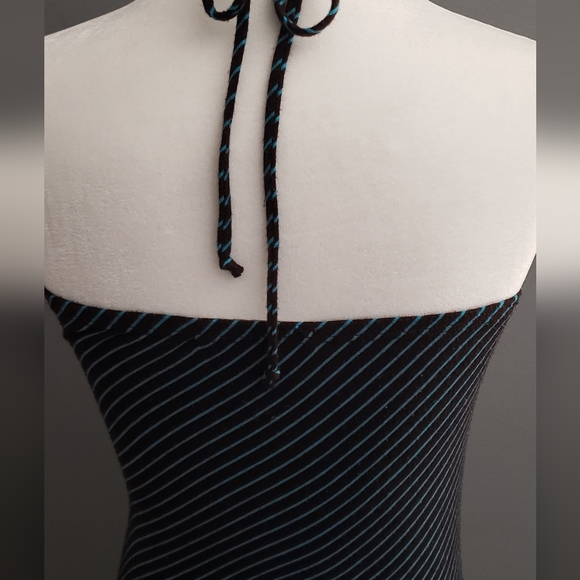 Sz S Black Turquoise Halter Dress - Picture 5 of 8